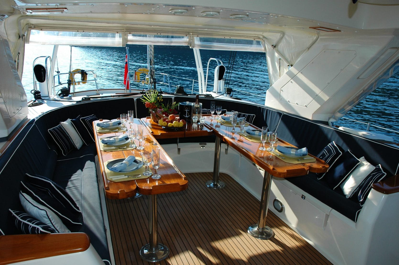 View of the inside of a yacht.