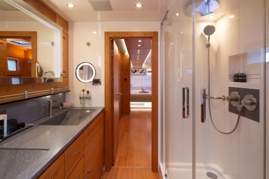 Modern master cabin with ensuite shower room