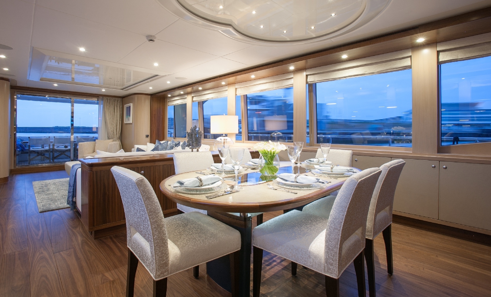 The impressive saloon and dining room