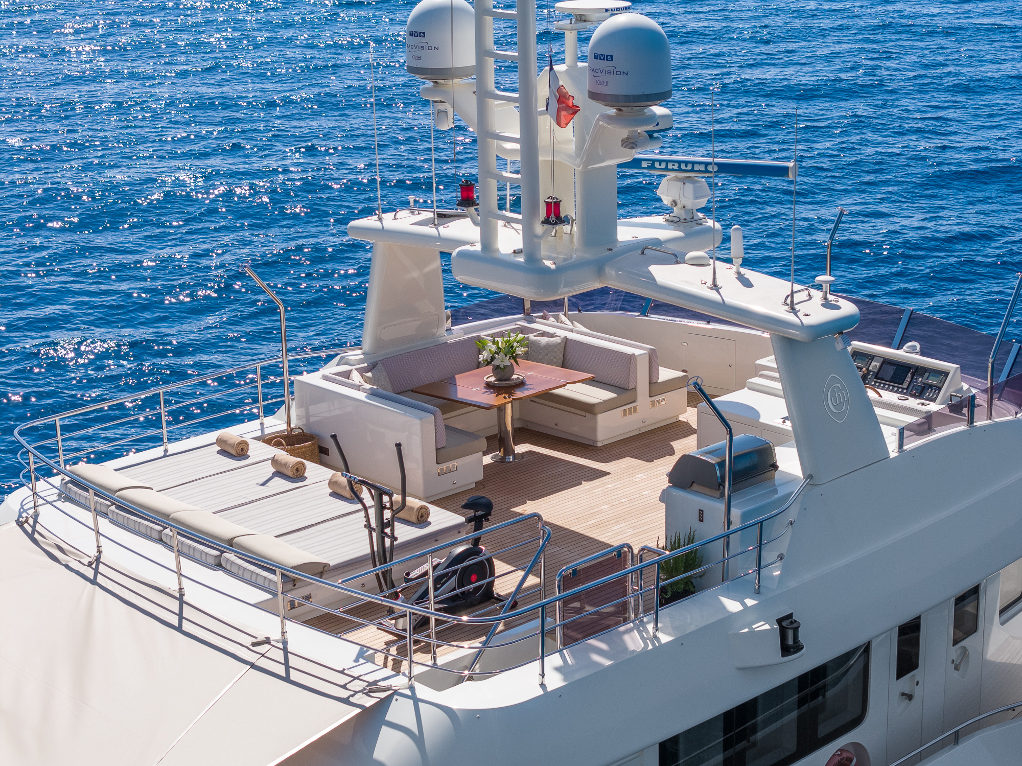 Flybridge with gym equipment